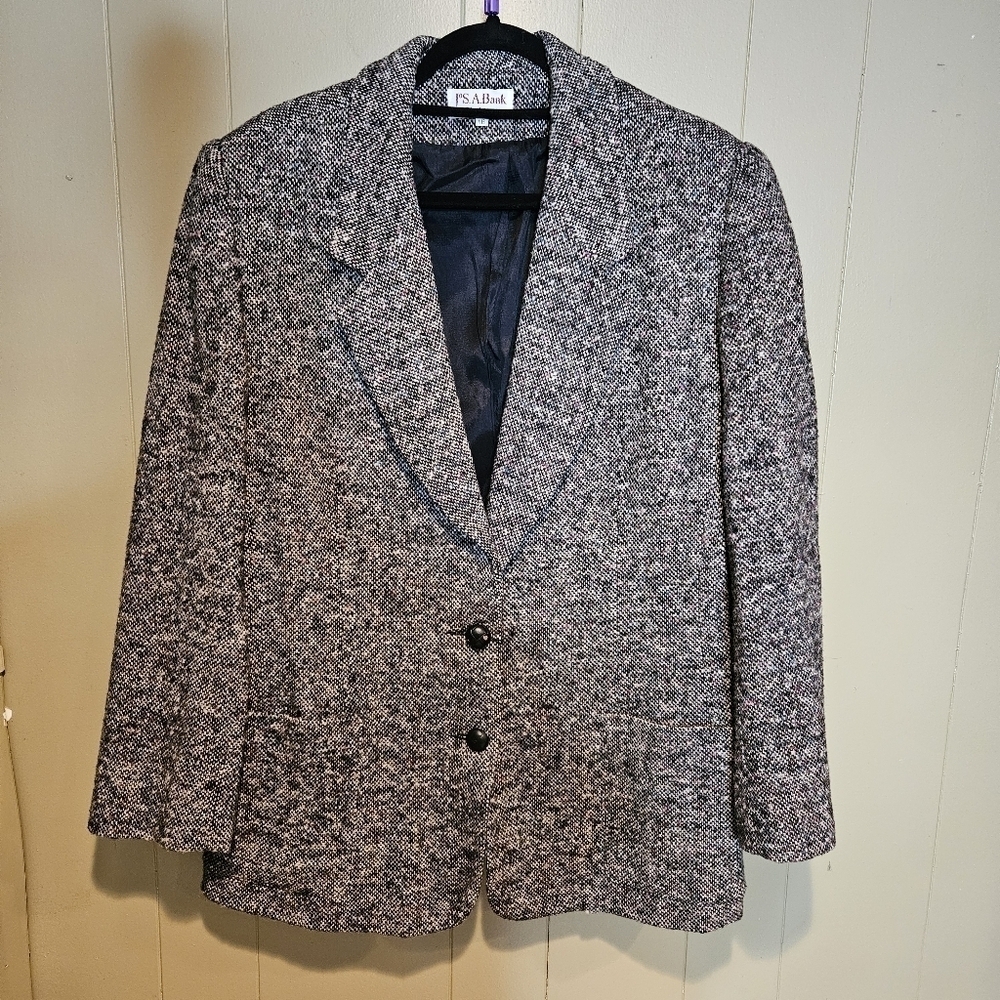 Jos. A. Bank Women’s Black and White Tweed Single-Breasted Blazer